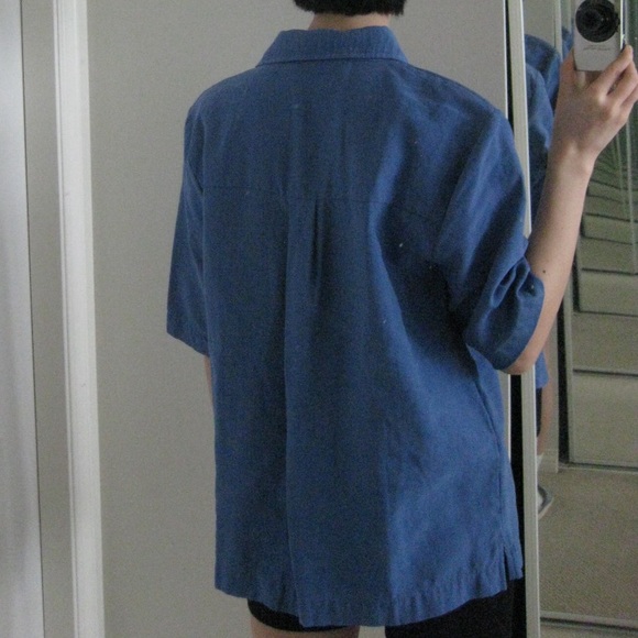 ZARA Retro Blue Short Sleeve Shirt - Picture 4 of 10